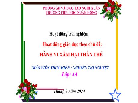 Bài giảng Hoạt động trải nghiệm 4 (Kết nối tri thức) - Bài: Hành vi xâm hại thân thể - Năm học 2023-2024 - Nguyễn Thị Nguyệt