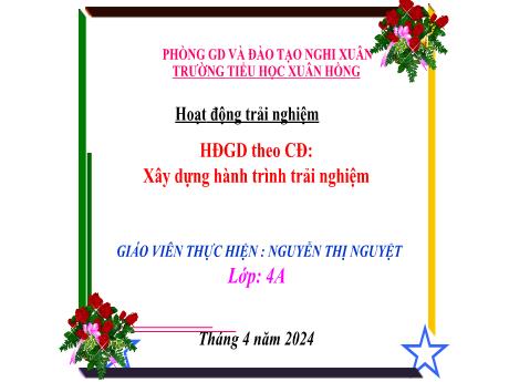 Bài giảng Hoạt động trải nghiệm 4 (Kết nối tri thức) - Bài: Xây dựng hành trình trải nghiệm - Năm học 2023-2024 - Nguyễn Thị Nguyệt