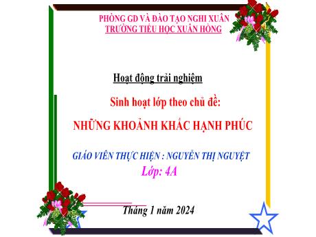 Bài giảng hoạt động trải nghiệm 4 (Kết nối tri thức) - Chủ đề: Những khoảnh khắc hạnh phúc - Năm học 2023-2024 - Nguyễn Thị Nguyệt