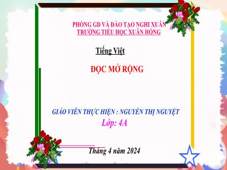 Bài giảng Tiếng Việt 4 (Kết nối tri thức) - Bài (Đọc mở rộng): Đọc sách báo về quê hương, đất nước - Năm học 2023-2024 - Nguyễn Thị Nguyệt